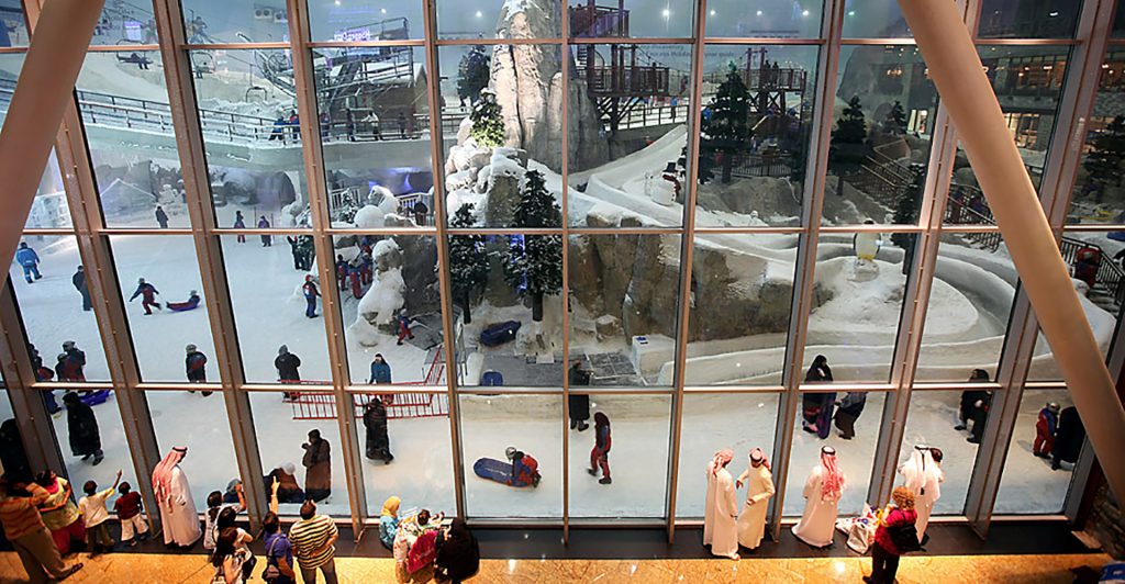 View of Ski Dubai from food court