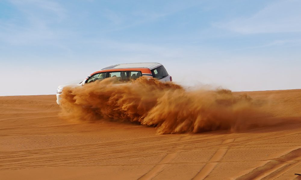 desert safari under blue sky