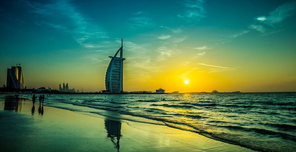 View of Burj Al Arab from beach