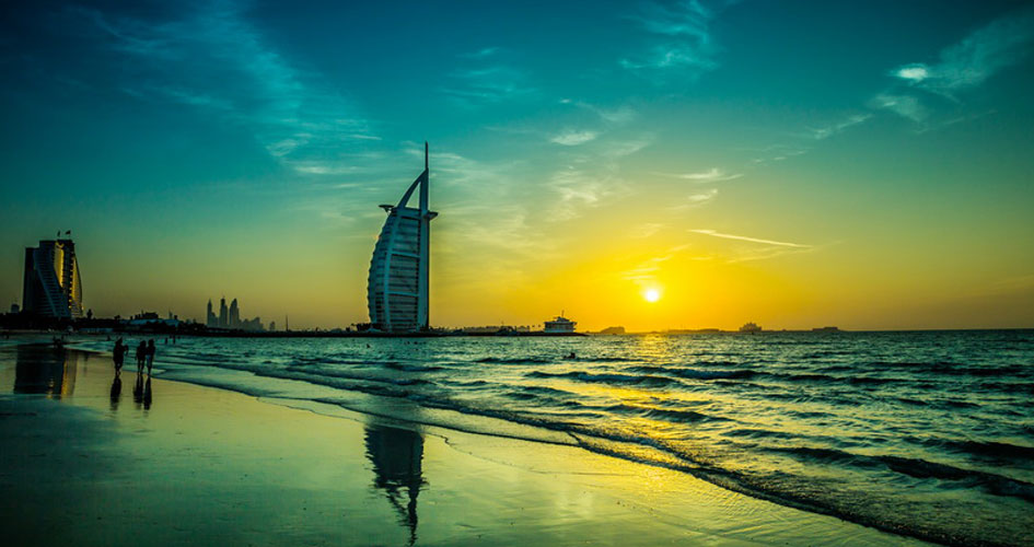 View of Burj Al Arab from beach