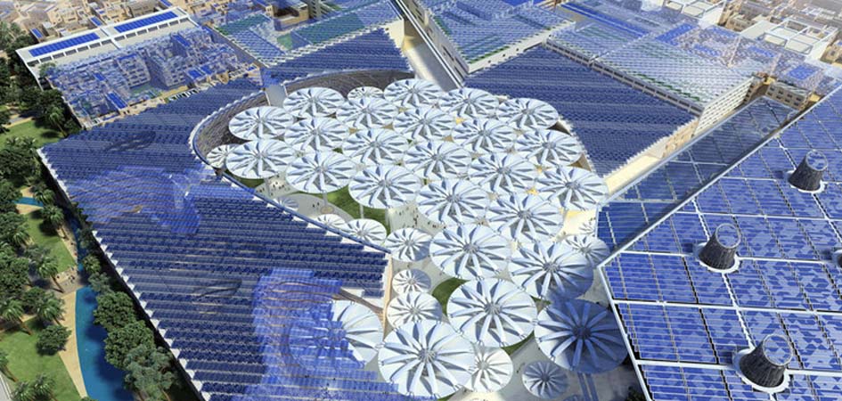 Solar roofs of Masdar city