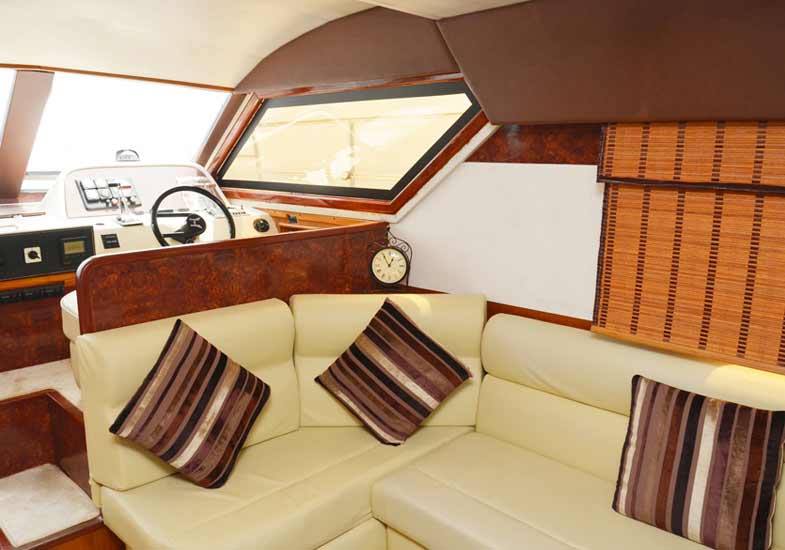 Spacious saloon area of the 42 feet boat