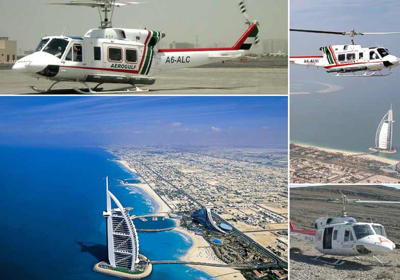 Helicopter covering the areas around the Palm and Burj Al Arab