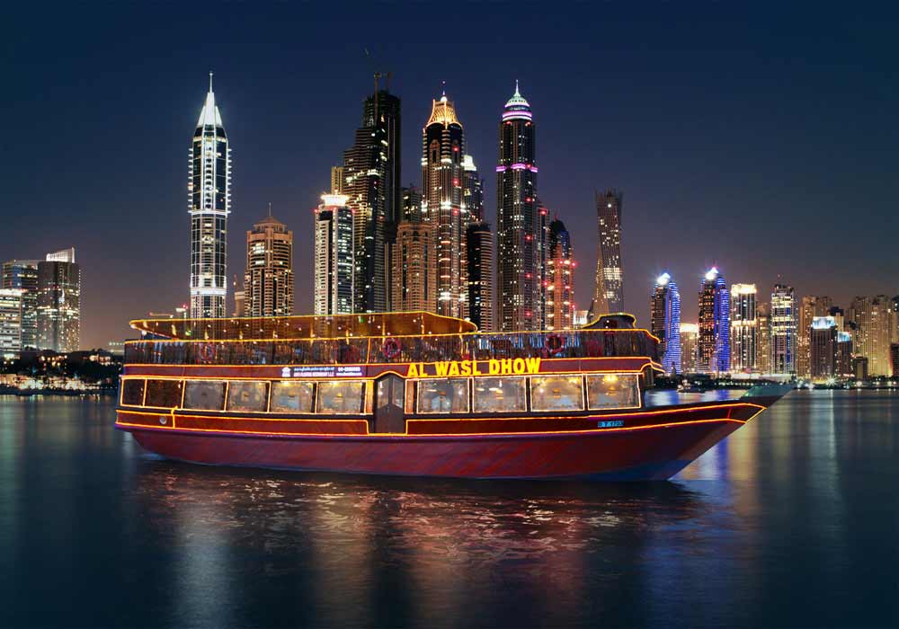 Al Wasl Dhow is of the biggest wooden Dhow Cruise in Dubai Marina